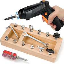 Montessori Screwdriver Board Set with Electric Drill, Wooden Montessori Busy Boa