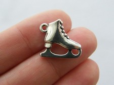 BULK 20 Ice skate charms antique silver tone SP51