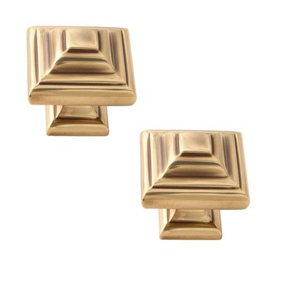 Set of 2 Alno Geometric Square Cabinet Knob 1.25  - Polished Antique - A1525-PA