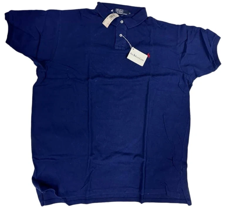 Camisa polo masculina nova com etiquetas anos 90 Ralph Lauren XXL azul vermelho logotipo pônei Bloomingdales - Imagem 4 de 4