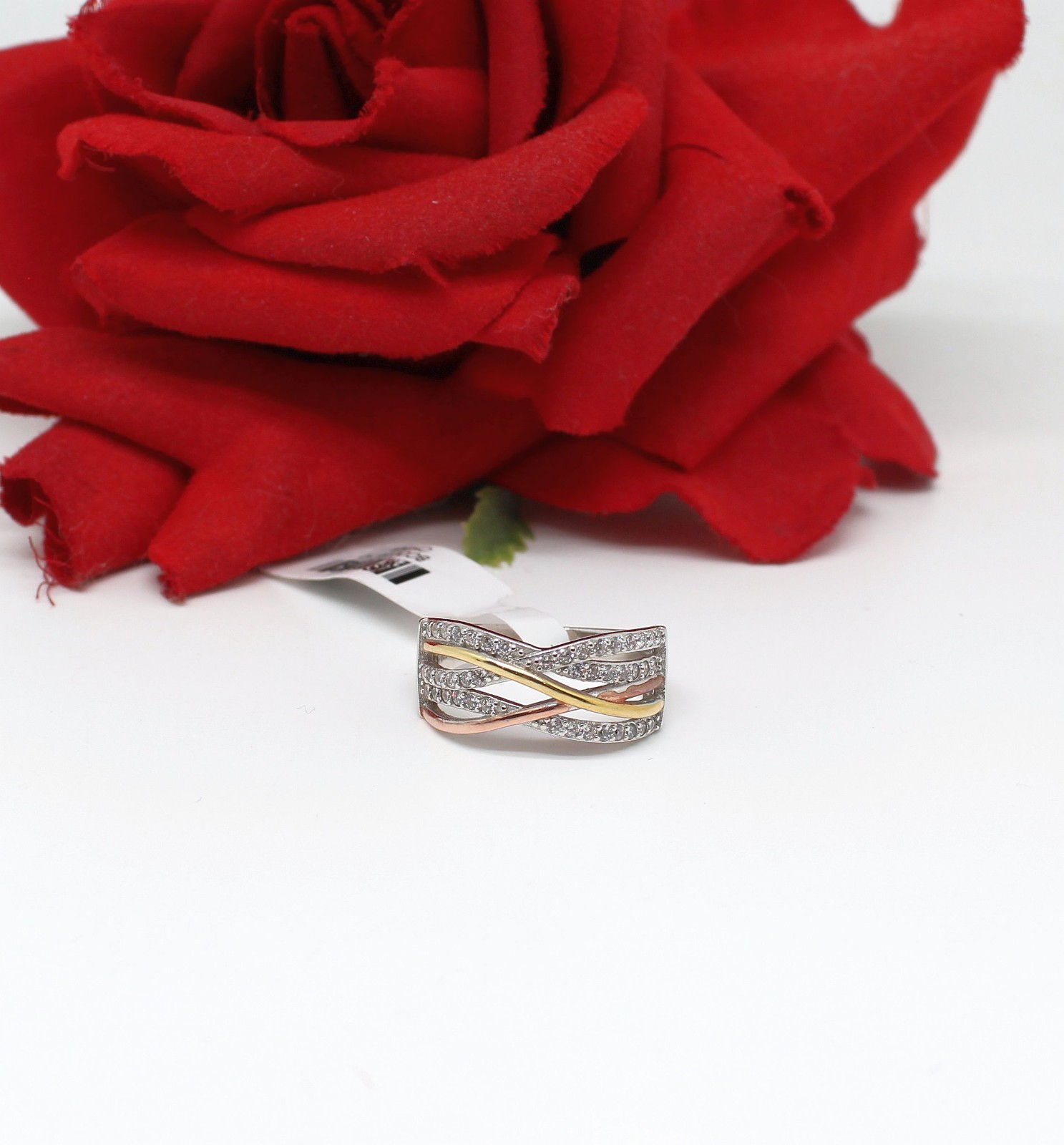 JTV Tricolor Simulated Diamond Ring Size 10 5.6g Supports Cat Rescue NWT