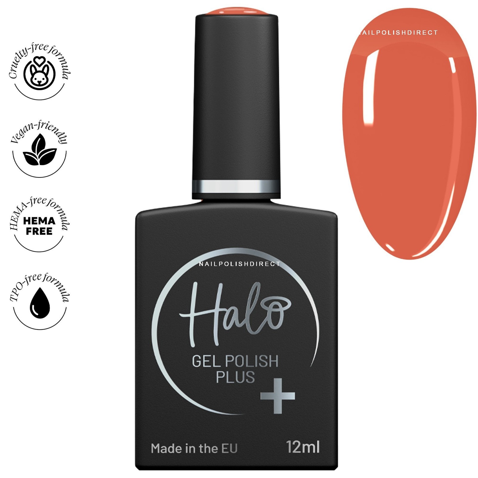 Halo TPO-Free & Hema-Free Gel Polish Plus - Coral 12ml (HP034)