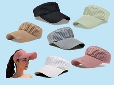 Sun Visor Hat Open Top Stretchy Color Pick Ponytail Hole Golf Running Tennis New
