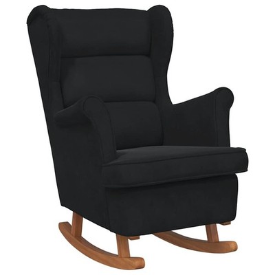 Rocking Chair with Solid Wood Rubber Legs Accent Rocker Armchair Velvet vidaXL