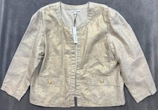 NEW CHICO'S 140 COLLARLESS LINEN BLAZER IN OATMEAL SZ XL