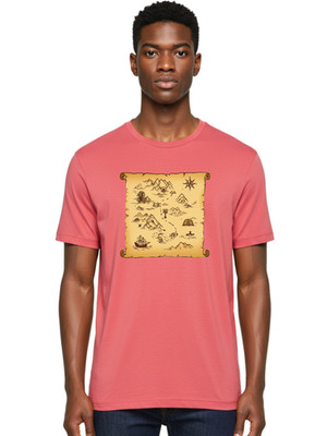 Treasure-Map-9 Mens Graphic Tee, 100% Cotton, Casual Summer Wear