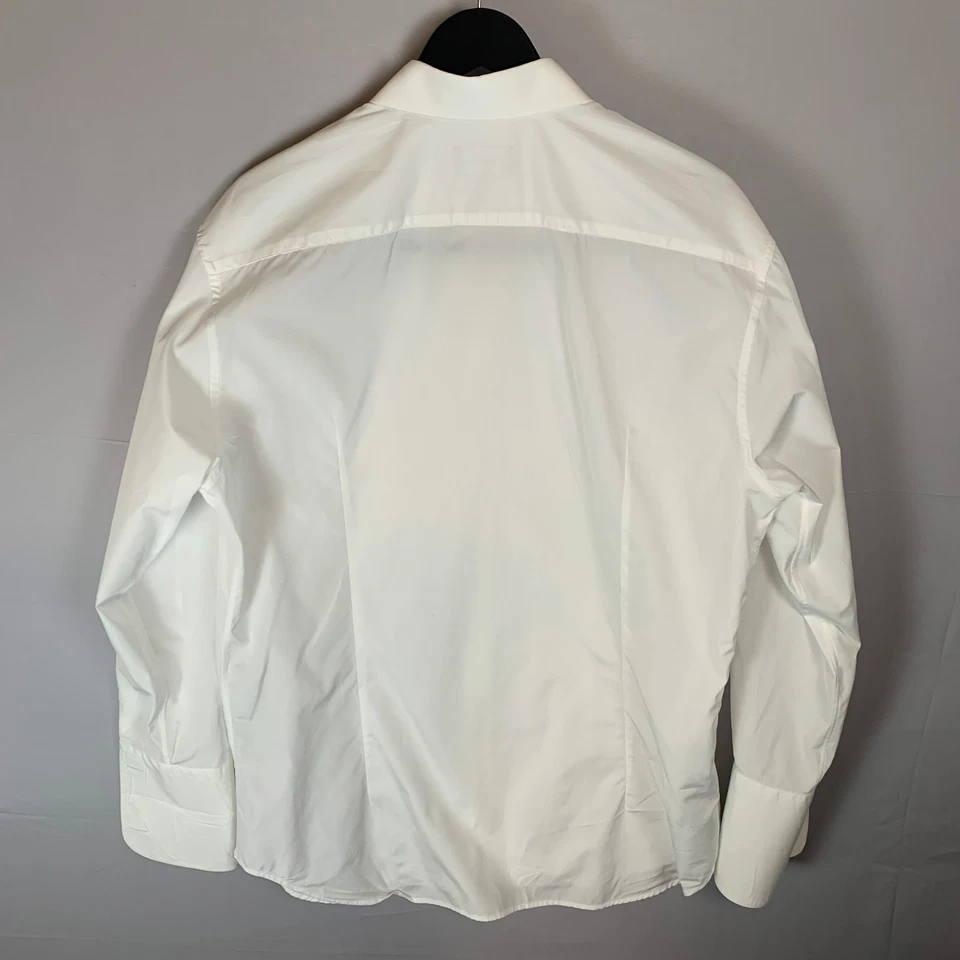 Camisa Esmoquin ARMANI Hombres Abotonada Ropa Formal Calce Ajustado 100% Algodón Blanco 43 17 Foto 3 de 4