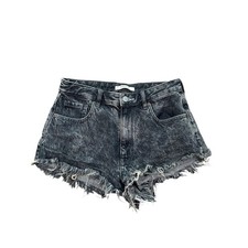 PacSun High Rise Festival Black Acid Wash Studded Denim Shorts 26 Boho Grunge