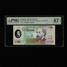 2020 Uruguay Banco Central 50 Pesos Uruguayos Pick#102a PMG 67 EPQ UNC