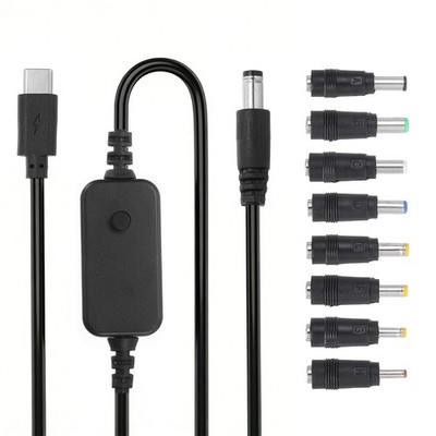 1.18m/3.9ft 5V 9V 12V 15V 20V USB C to DC PD Adapters with 8 Connector Tips