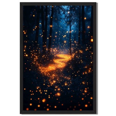 Enchanted Fireflies Forest Night Scene Canvas Oil Paintings Reproduction