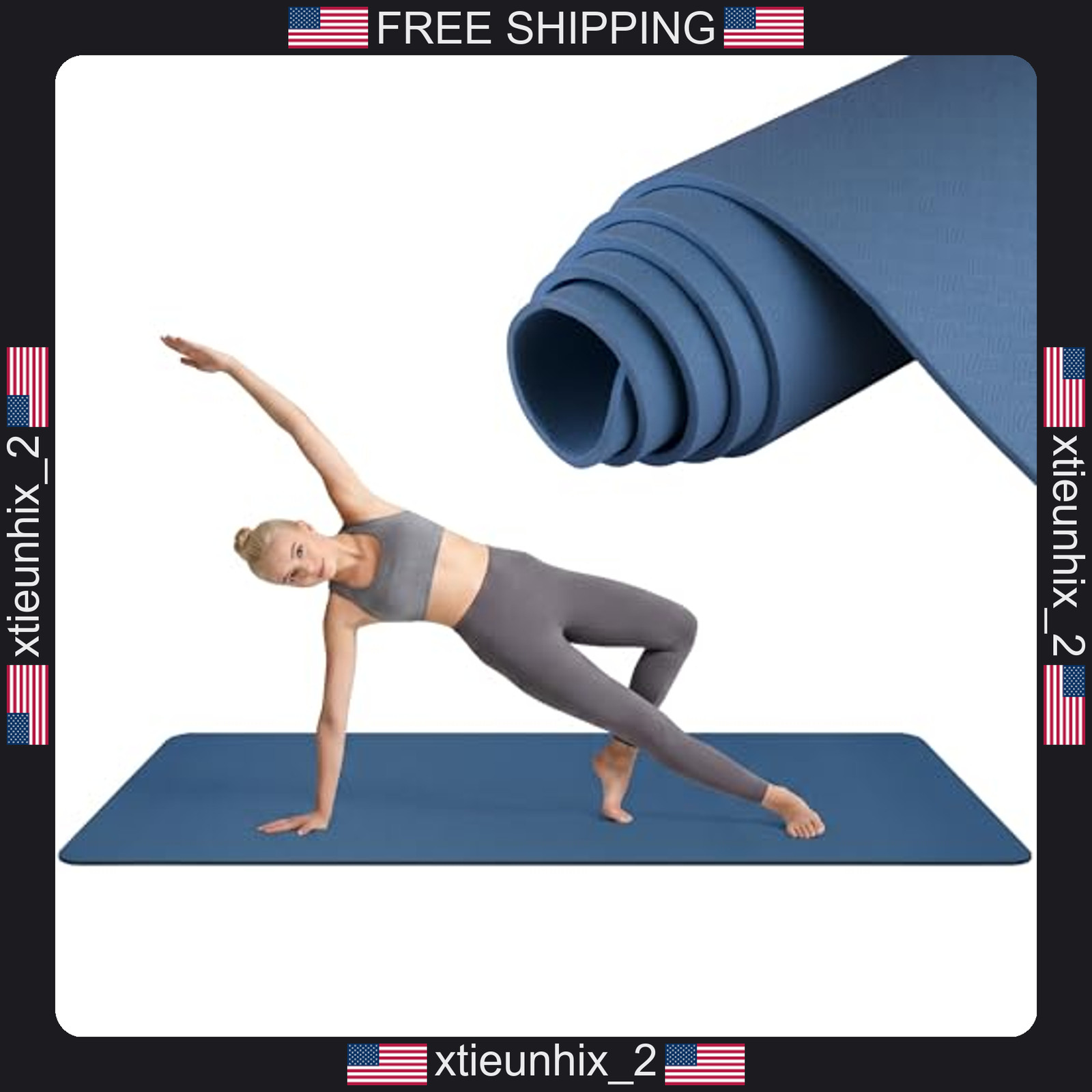 Yoga Mat 72x24x6mm Non Slip TPE Exercise Mat for Yoga Pilates Meditation