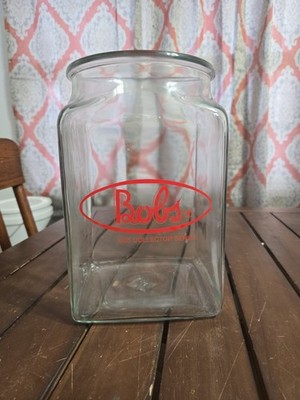 Vintage Large 10''x 6.5'' Bob's 1985 Collectors Series Candy Counter Display Jar