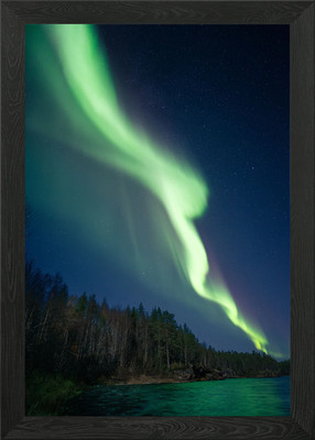 Herbst Fluss Aurora gerahmtes Wandbild Poster Leinwanddruck Bild