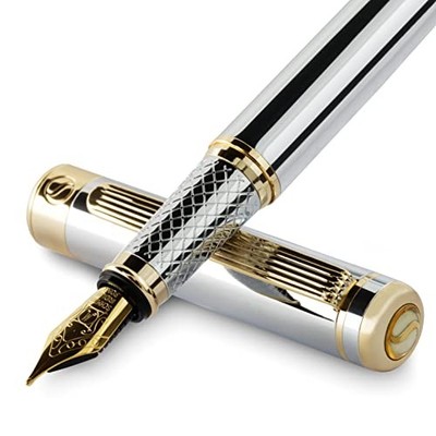 Scriveiner Finest Premium Füllfederhalter (mittel) (Silber Chrom) 24K Gold
