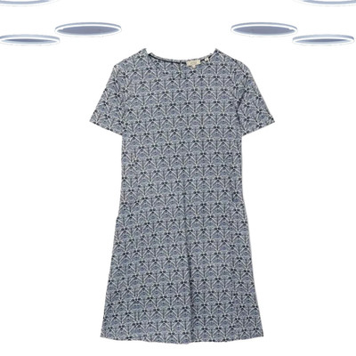 Ex Fat Face Womens Simone Sea Floral Jersey Dress Blue Cotton (Slight Defect)