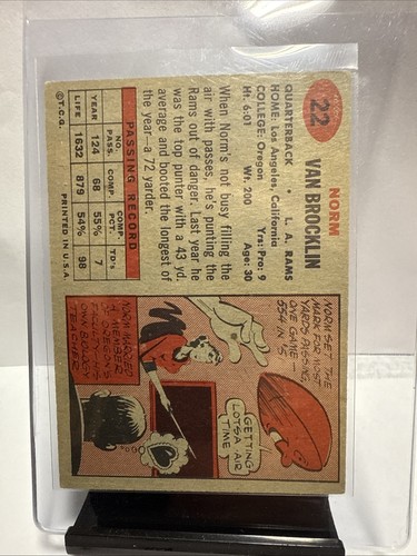 1957 TOPPS #22 NORM VAN BROCKLIN RAMS - Bild 6 von 10