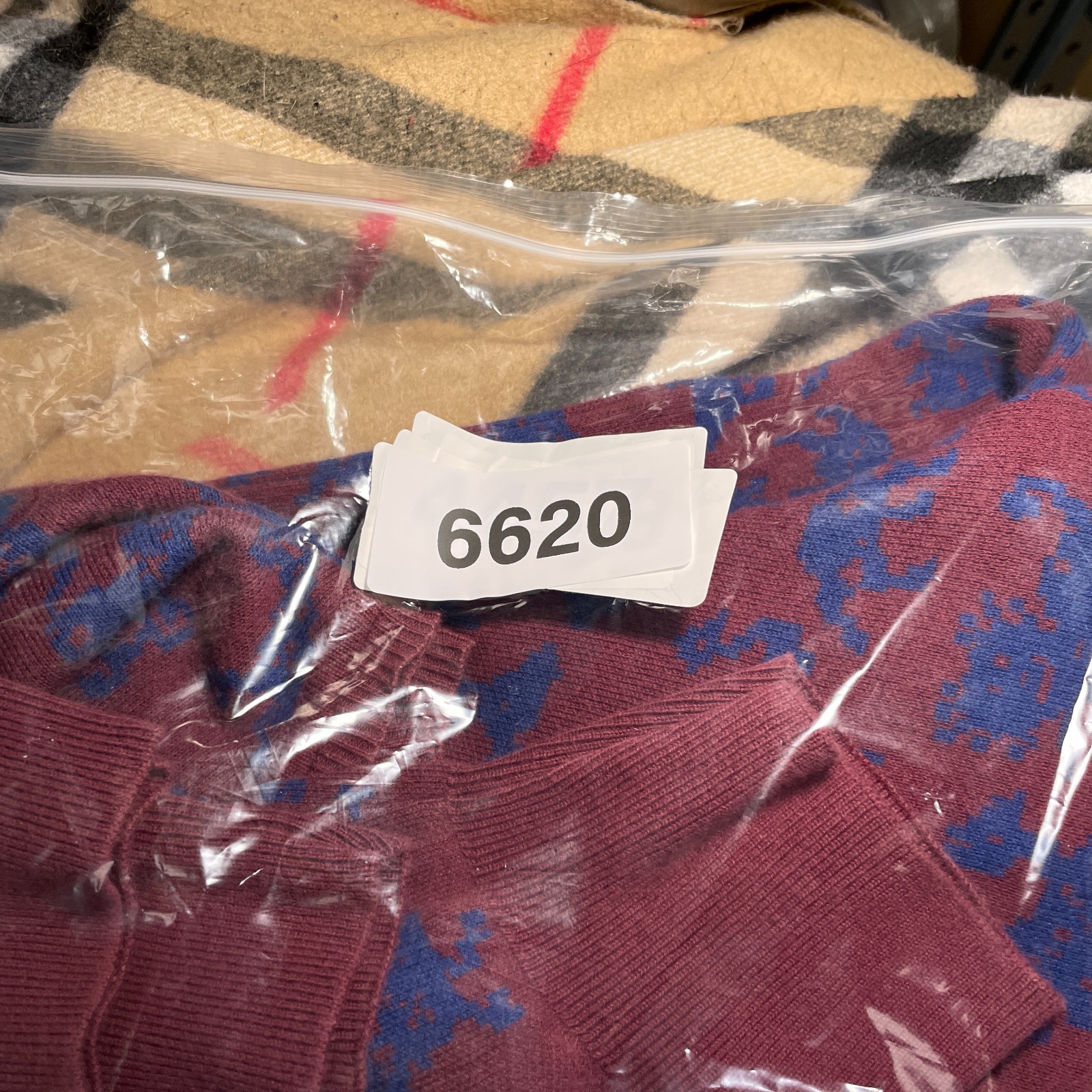 Paul Smith Jumper Mens XL Burgundy Blue Animal Print Pullover Cotton Crew Neck