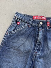 VTG JNCO Jean Shorts Youth 14 Baggy Wide Leg Y2K Denim Embroidered Crown Jorts