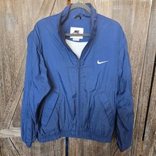 Nike Jacket Women's Size Large 12-14 Navy Blue Zip Up Windbreaker Vintage Swoosh