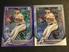2025 Bowman Chrome Spencer Schwellenbach RC Purple Mojo Mega /250 + Base Mojo