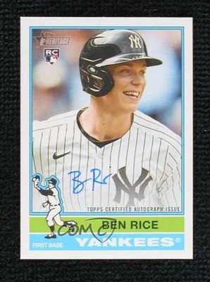 2025 Topps Heritage Real One Ben Rice #ROA-BRI Rookie Auto RC ix8