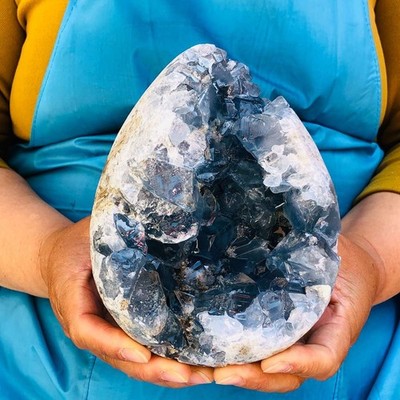 5.61LB Natural Blue Celestite Geode Quartz Crystal Mineral Specimen Healing