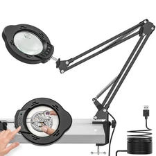 Magnifying Glass with Light and Clamp 15X 10X Desk Magnifying Lamp 84 LED Rea...