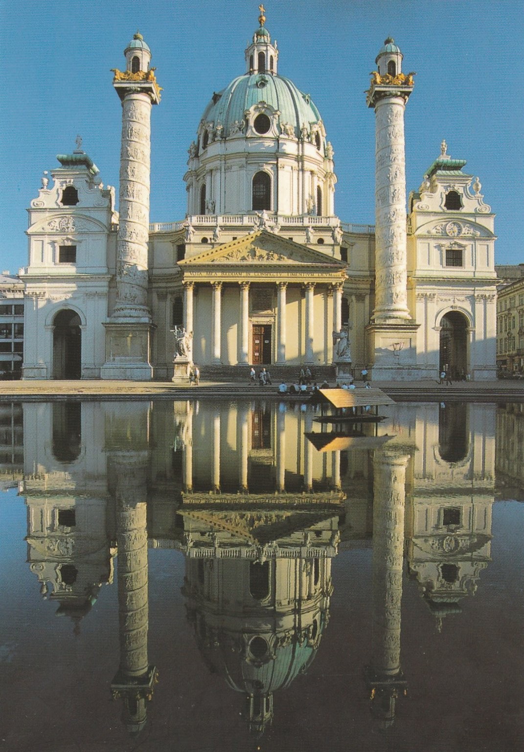 Vienna Karlskirche St. Charles Church Austria Baroque Reflection Postcard
