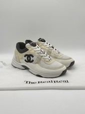 Chanel Logo Sneaker White Black for sale | eBay
