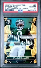 2024 PANINI TOTALLY CERT SUNDAY SPECIAL PLATINUM GOLD BRAELON ALLEN 7/10 PSA 10