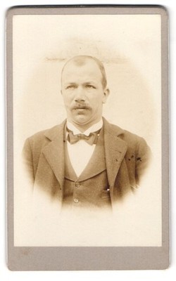 Photograph portrait gentleman with half bald head in suit with bow tie 