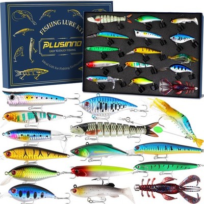 PLUSINNO Fishing Lures Set: Freshwater & Saltwater Tackle for Bass & Trout