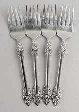 Set of Four Oneida Rembrandt Cube Salad Forks 6 1/2"  Glossy Stainless 4