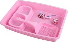 Small Cat Litter Box Kit for Kittens   5  Piece Kit with Low Entry Litter Pan,...