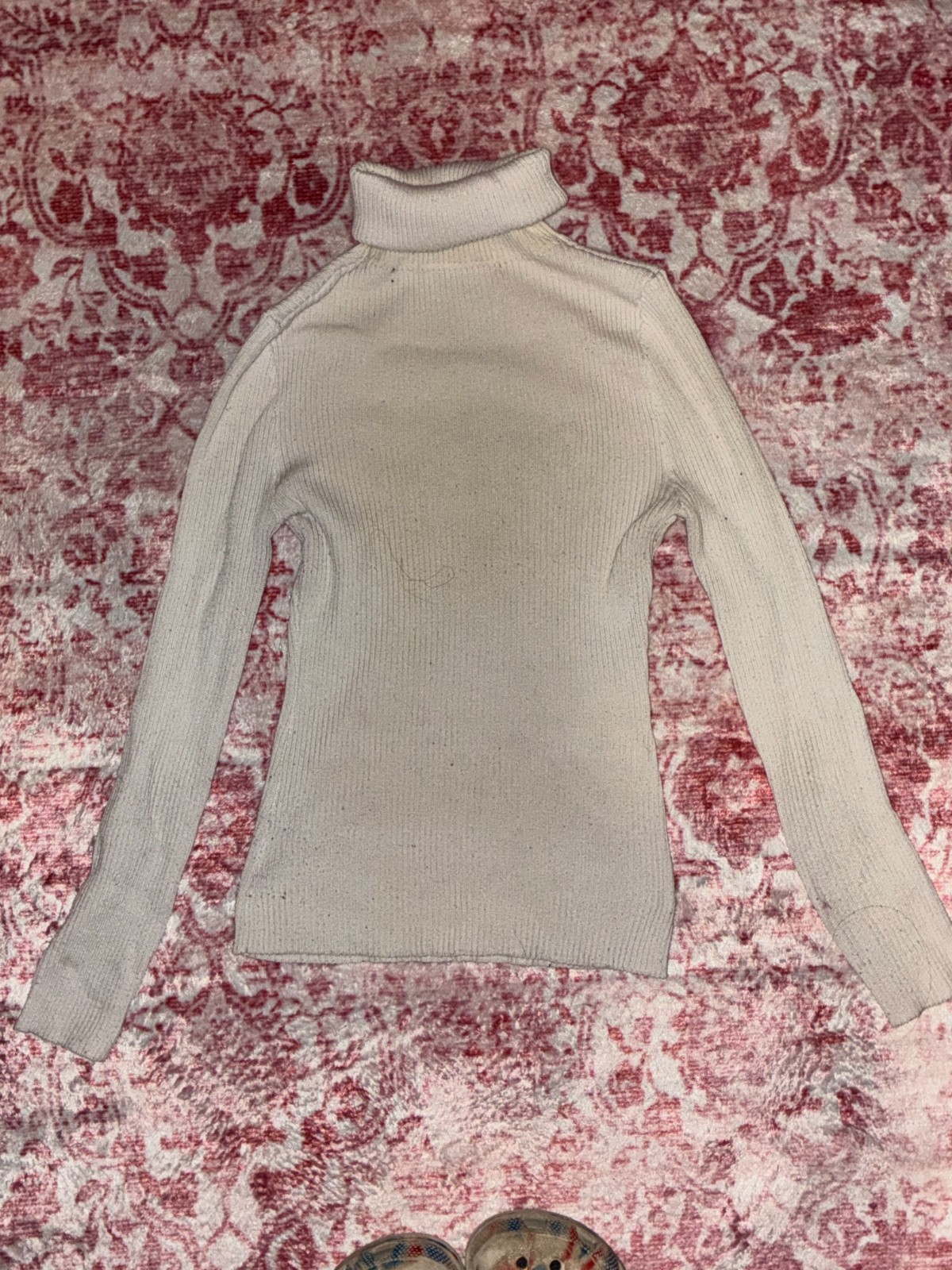 Medium White Turtle Neck- Solid Condition Cottom … - image 2