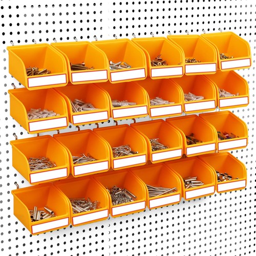 Pegboard Bins Organizer Set 24-Pack - Durable Storage Tray for Screws, Nuts, ...