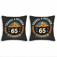 Set of 2 Decorative Throw Pillow Covers 18x18in - Mountain Range Trees Design