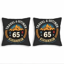 Set of 2 Decorative Throw Pillow Covers 18x18in - Mountain Range Trees Design