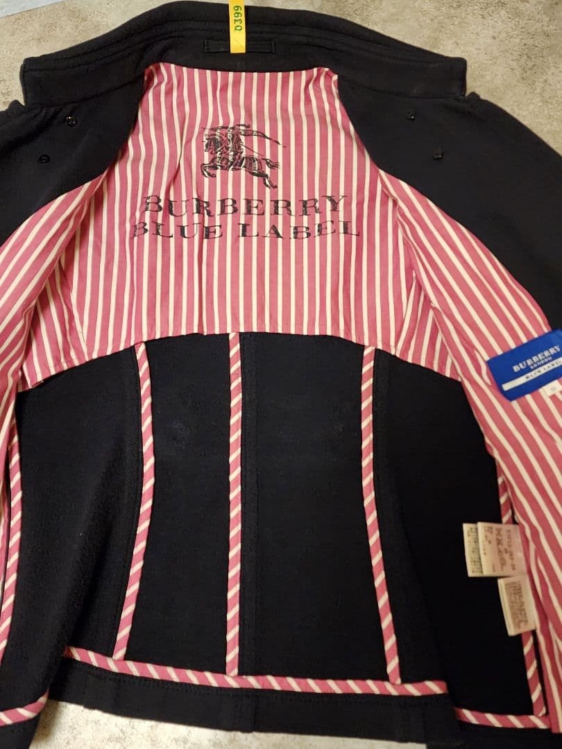 BURBERRY BLUE LABEL Nova Check Trench Coat Women Size 38 Navy stripe From Japan thumbnail 2