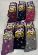 12 Pair Lamb Wool Socks 85 Wool Womens 9-11 Assorted Colors Small Snowflake