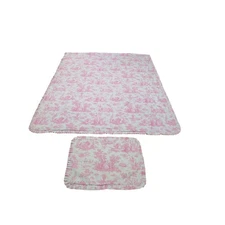 Pink & Beige French Toil Twin Zippered Ruffled Duvet Cover with Pillow Sham