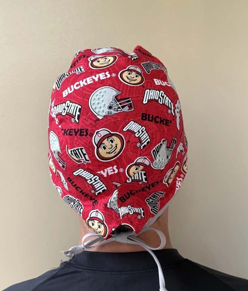 Ohio State Surgical Scrub Cap,Buckeyes Surgeon Style Scrub, Tie back - Image 2 of 3