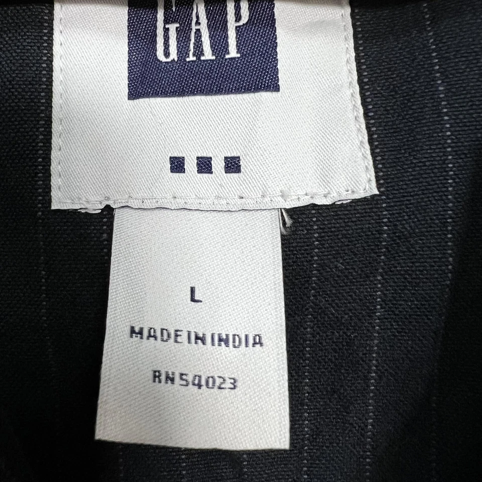 GAP Blazer Mens Large Navy Pinstripe Canvas Unstructured Jacket Casual 2010's - Image 4 of 4