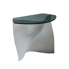 Consolle Vintage Vetro Fumé e Bianco Sabbiato Italia Anni 2000 Originale