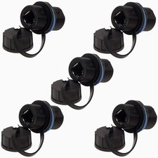 5 Pcs Panel Mounting Shielded RJ45 Waterproof Cat5/5e/6 Connector Adapter