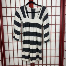 Y2K Express Black and White Striped Babydoll Sweater Mini Dress XS