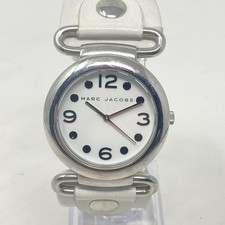 Marc by Marc Jacobs Molly Watch Women 36mm Silver Tone White Leather New Battery