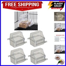 Lot of 4 Clear Transparent Bird Cage Birds Feeding  Watering Feeder Cups