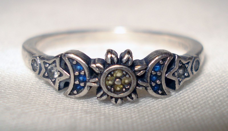 Vntg Sterling Silver 925 Celestial Harmony Sun Moon Star Size 9.25 Jewelry Ring
